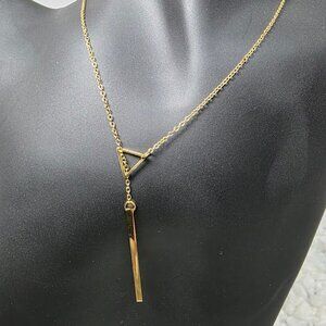 Adornia 14K Yellow Gold Vermeil Brass Triangle Lariat Necklace